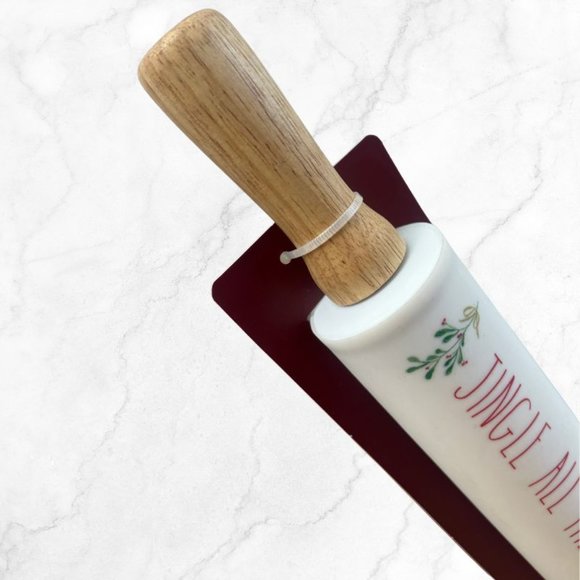 Rae Dunn Holiday Rolling Pin Jingle All The Way White - Picture 2 of 6